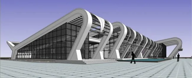 Sketchup车站路桥|多层客运站，交通建筑，现代风格
