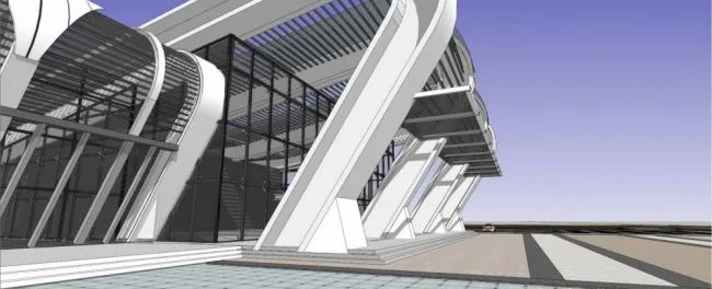Sketchup车站路桥|多层客运站，交通建筑，现代风格