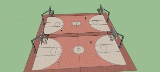 Sketchup素材模型|篮球场，体育素材，构件