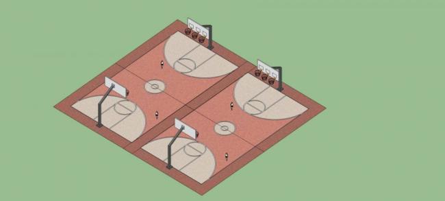 Sketchup素材模型|篮球场，体育素材，构件