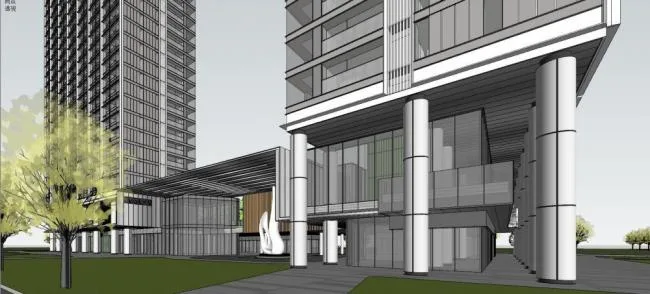 Sketchup住宅模型|高层住宅，现代风格，居住建筑