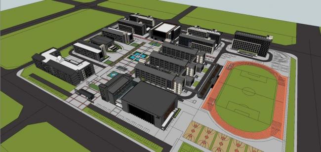 Sketchup学校模型|多层学校，中学校园，教育建筑，现代风格