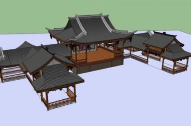 Sketchup古建筑模型|戏台，中式风格，古建-BIM建筑网