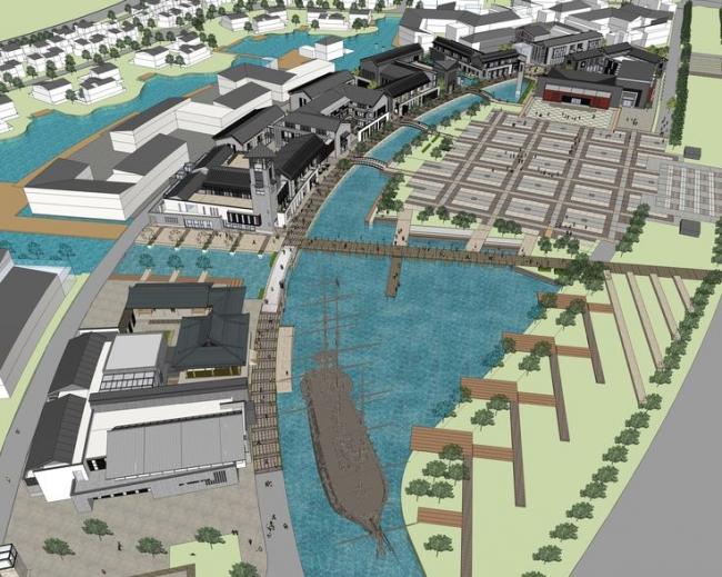 Sketchup商业模型|多层商业街，中式风格，景观