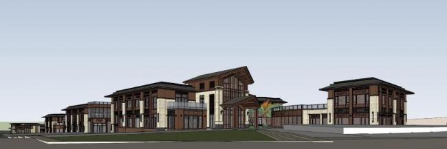 Sketchup商业模型|万科东方传奇，多层商业内街，东南亚风格