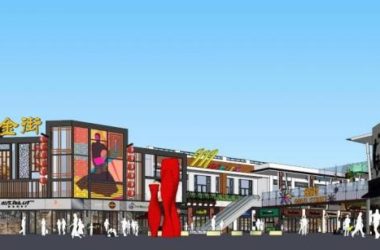 Sketchup商业模型|杭州万达金街，多层商业街，新中式风格-BIM建筑网