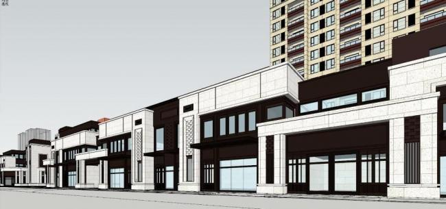 Sketchup商业模型|万科沿街商业，新古典主义