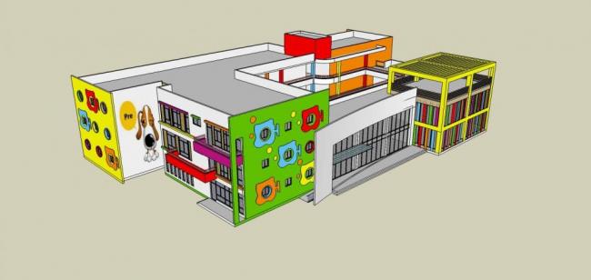 Sketchup学校模型|多层幼儿园，教育建筑，现代风格