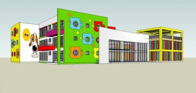 Sketchup学校模型|多层幼儿园，教育建筑，现代风格