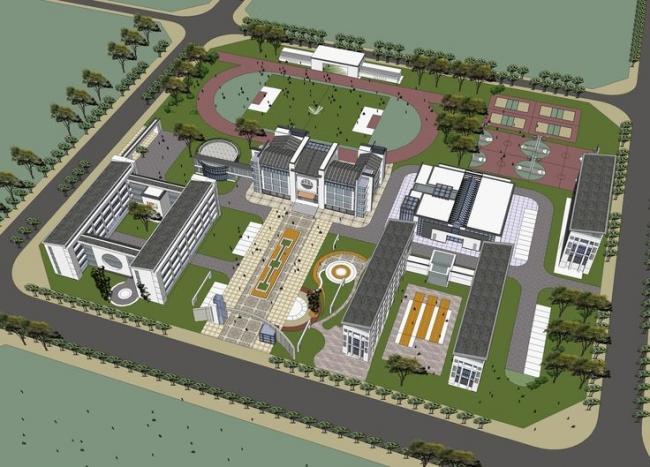 Sketchup学校模型|多层学校中学，教学楼，教育建筑，中式风格