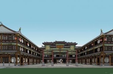 Sketchup商业模型|多层商业楼，仿古建筑，中式风格-BIM建筑网