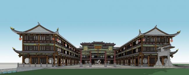 Sketchup商业模型|多层商业楼，仿古建筑，中式风格