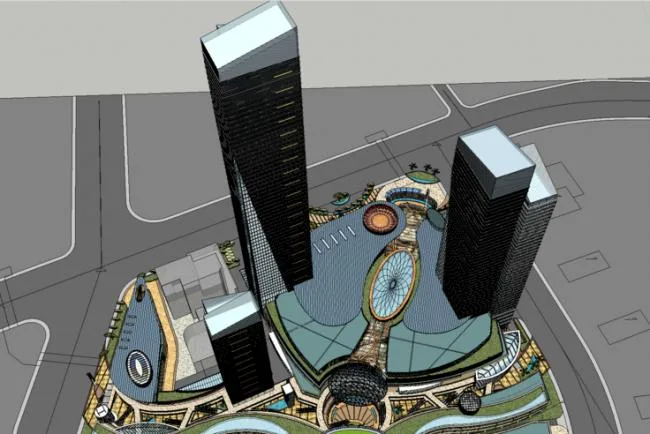 Sketchup综合体模型|超高层商业综合体，现代风格，购物中心，公寓住宅，酒店，写字楼