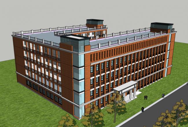 Sketchup学校模型|多层学校教学楼，行政楼，教育建筑，现代风格