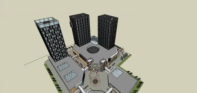 Sketchup综合体模型|高层商业综合体，办公，现代风格