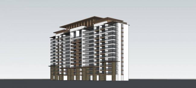 Sketchup住宅模型|三亚土福湾，高层住宅公寓，居住建筑，现代风格