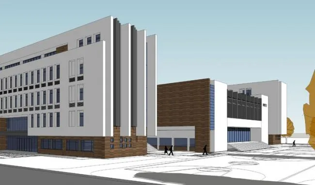 Sketchup学校模型|多层中学学校，校园，教学楼，教育建筑，现代风格