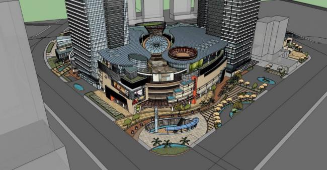 Sketchup综合体模型|超高层商业综合体，酒店，办公，现代风格