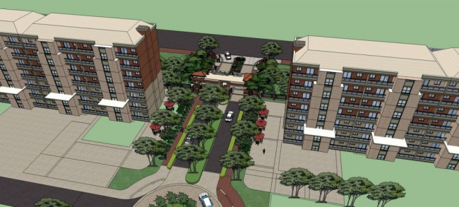 Sketchup住宅模型|高层住宅，小区入口大门，居住建筑，欧式古典风格