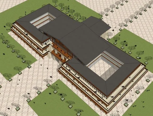 Sketchup酒店模型|多层酒店，中式风格