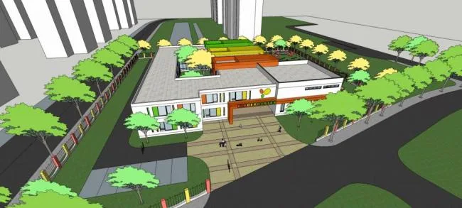 Sketchup学校模型|多层幼儿园学校，现代风格，教育建筑