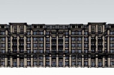 Sketchup住宅模型|多层联排住宅，居住建筑，新古典风格-BIM建筑网