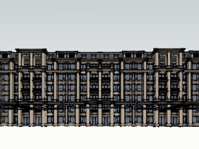 Sketchup住宅模型|多层联排住宅，居住建筑，新古典风格