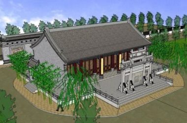 Sketchup古建筑模型|古建祠堂，中式风格-BIM建筑网