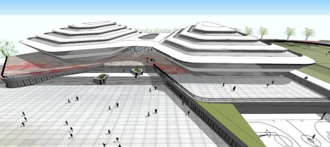 Sketchup体育馆模型|多层大学体育中心，现代风格