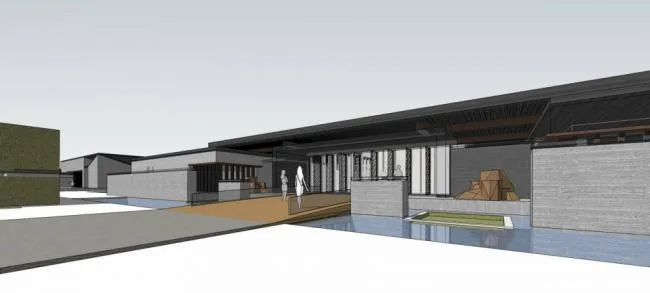 Sketchup酒店模型|多层度假酒店会所，新中式风格