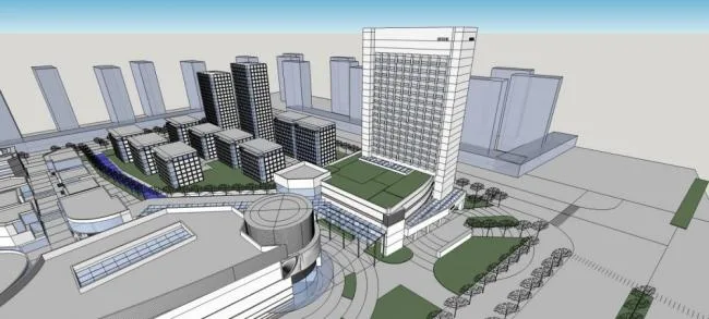 Sketchup综合体模型|城市商业综合体，高层办公，现代风格