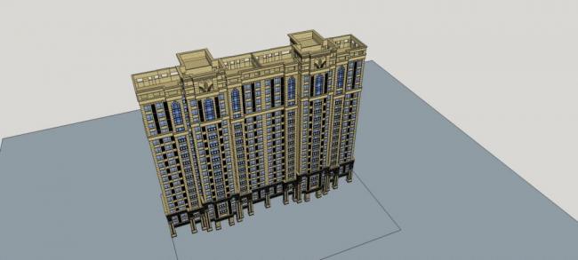 Sketchup住宅模型|高层住宅楼，居住建筑，新古典风格