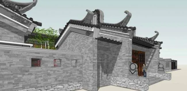 Sketchup商业模型|多层会所，商业建筑，中式风格
