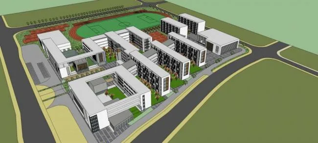 Sketchup学校模型|多层学校，校园，教学楼，教育建筑，现代风格