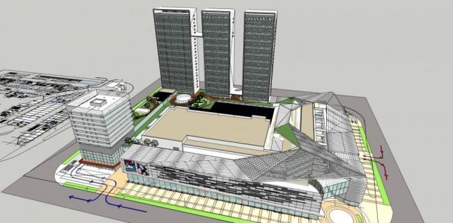 Sketchup综合体模型|高层商业综合体，住宅，办公写字楼，现代风格