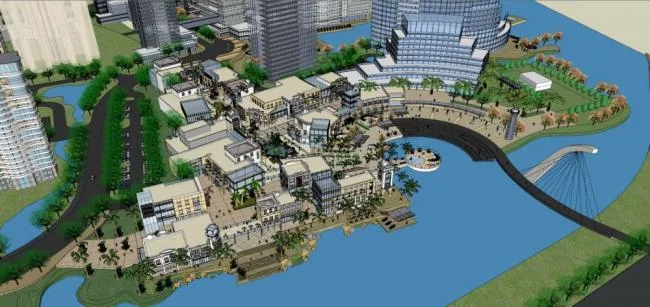 Sketchup综合体模型|超高层城市商业综合体，高层住宅，现代风格，滨水景观
