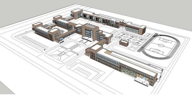 Sketchup学校模型|拼合模型，多层学校教学楼，中小学，教育建筑，现代风格