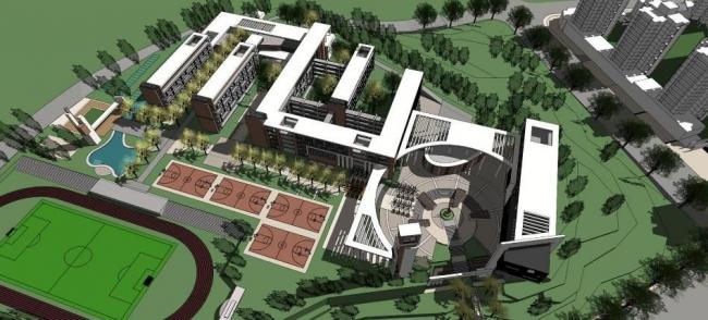 Sketchup学校模型|多层中小学学校，教学楼，教育建筑，现代风格