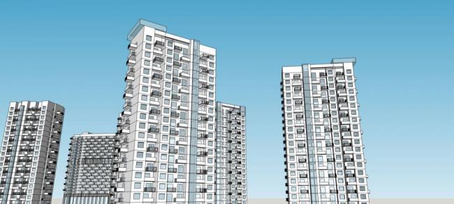 Sketchup住宅模型|高层住宅小区，现代风格，居住建筑