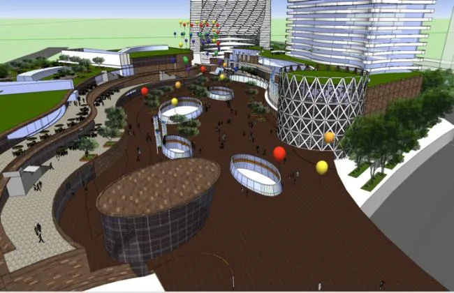 Sketchup综合体模型|某城市火车站站前广场及超高层综合体，办公写字楼，现代风格