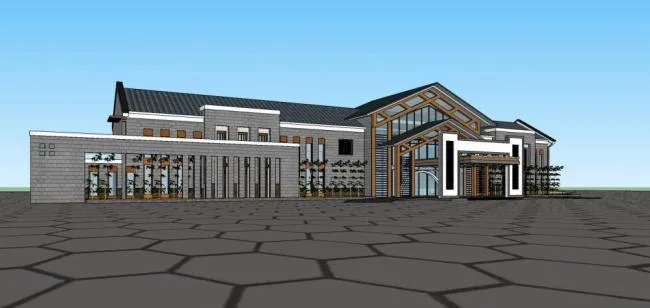 Sketchup商业模型|多层商业会所，中式风格