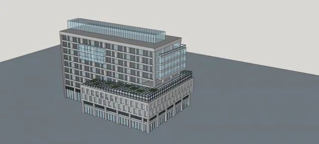 Sketchup办公模型|多层办公楼，写字楼，现代风格