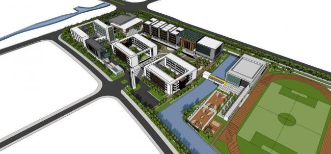 Sketchup学校模型|宁波江北慈城中学，多层中小学，教学楼，教育建筑，现代风格
