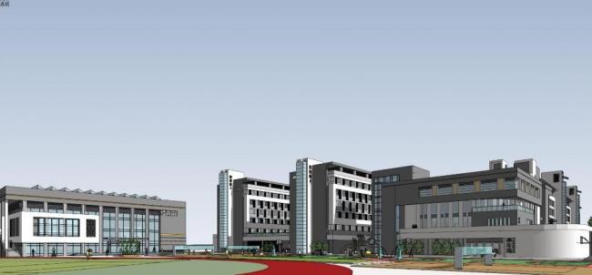Sketchup学校模型|多层中小学学校，教学楼，教育建筑，现代风格