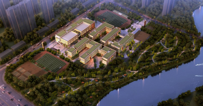 Sketchup学校模型|多层中小学学校，教育建筑，现代风格