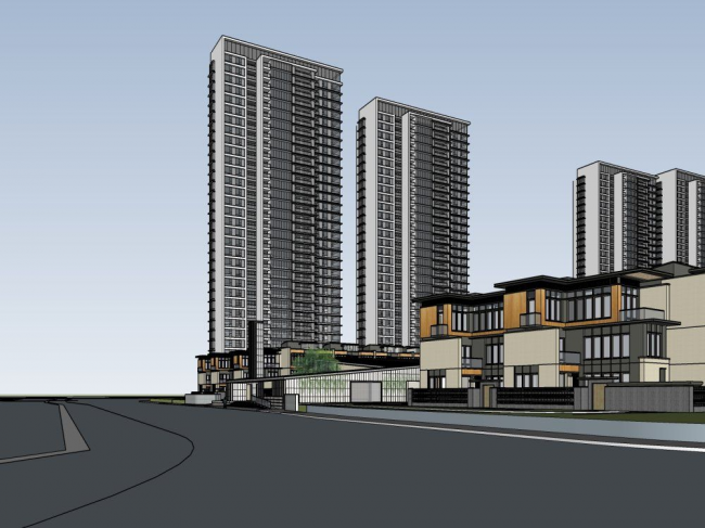 Sketchup住宅模型|高层住宅小区，现代风格，居住建筑