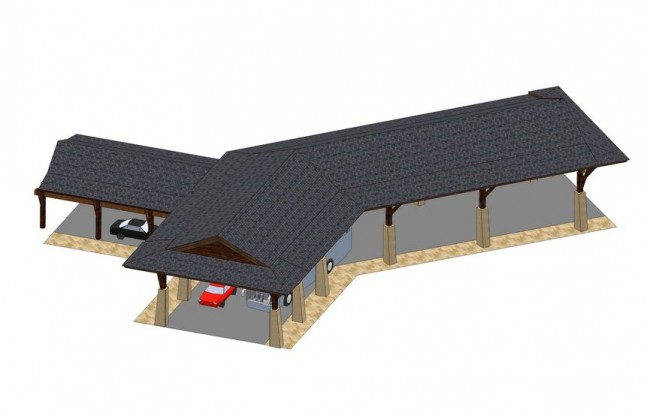 Sketchup素材模型|入口廊架廊道，素材组件