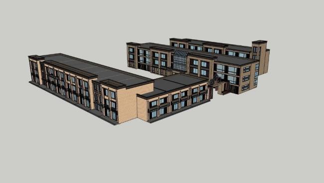 Sketchup学校模型|多层幼儿园学校，教育建筑，现代风格