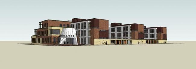 Sketchup学校模型|多层幼儿园学校，教育建筑，现代风格