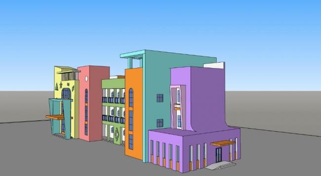 Sketchup学校模型|多层幼儿园学校，教育建筑，现代风格